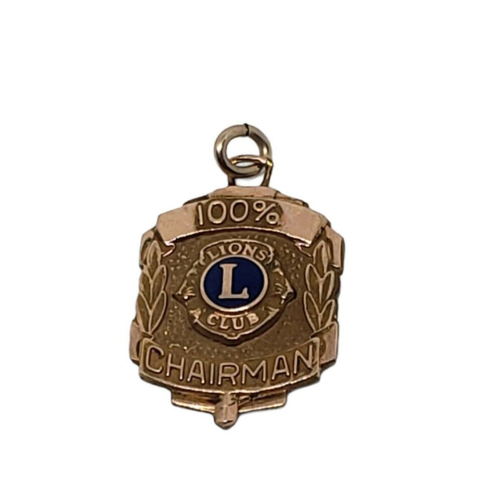 Vintage Lions Club Int'l 10k Gold Filled 100% Attendance CHAIRMAN Charm Frat